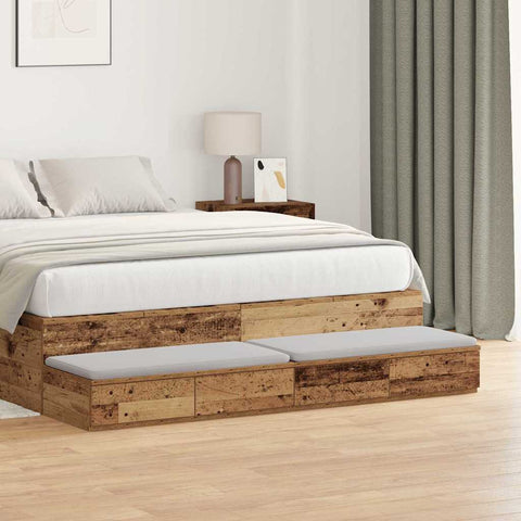 vidaXL Bed Drawers Old wood 160 x 36.5 x 16.5 cm Engineered wood