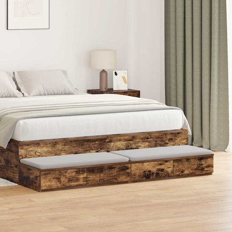 vidaXL Bed Drawers Smoked oak 135 x 36.5 x 16.5 cm Engineered wood