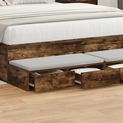 vidaXL Bed Drawers Smoked oak 135 x 36.5 x 16.5 cm Engineered wood