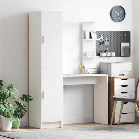vidaXL Desk with Storage with Shelf 2 pcs White 78.5 x 37 x 154.5 cm
