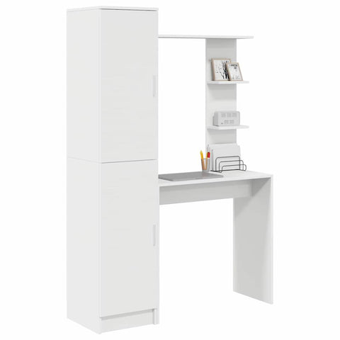 vidaXL Desk with Storage with Shelf 2 pcs White 78.5 x 37 x 154.5 cm