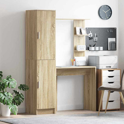 vidaXL Desk with Storage 2 pcs Sonoma Oak 78.5 x 37 x 154.5 cm