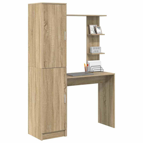 vidaXL Desk with Storage 2 pcs Sonoma Oak 78.5 x 37 x 154.5 cm