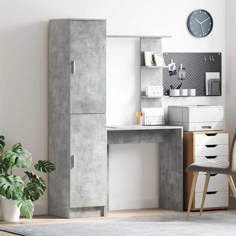 vidaXL Desk with Storage 2 pcs Concrete Grey 78.5 x 37 x 154.5 cm