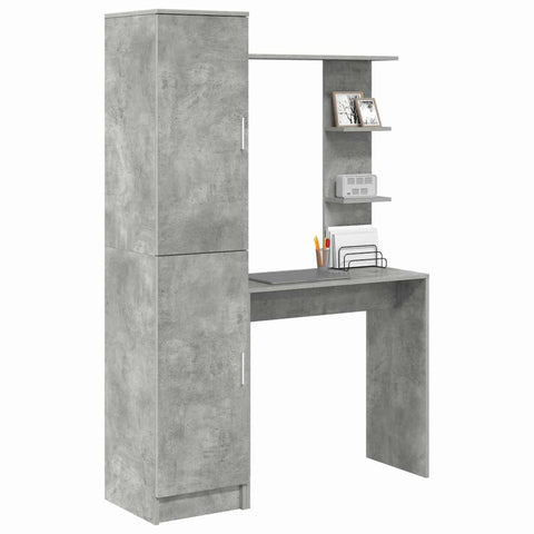 vidaXL Desk with Storage 2 pcs Concrete Grey 78.5 x 37 x 154.5 cm