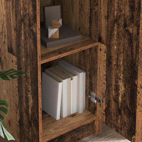 vidaXL Desk with Storage with Door 2 pcs Old Wood 78.5 x 37 x 154.5 cm