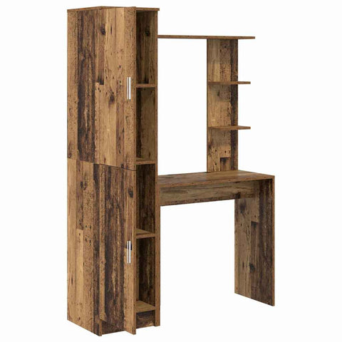 vidaXL Desk with Storage with Door 2 pcs Old Wood 78.5 x 37 x 154.5 cm