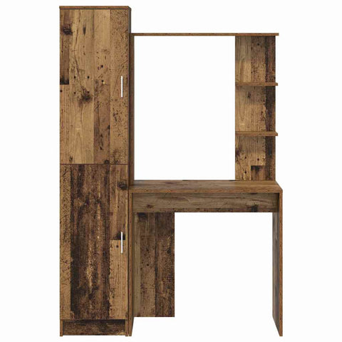 vidaXL Desk with Storage with Door 2 pcs Old Wood 78.5 x 37 x 154.5 cm