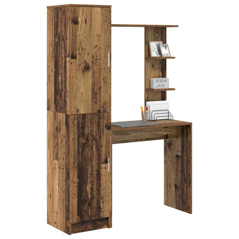 vidaXL Desk with Storage with Door 2 pcs Old Wood 78.5 x 37 x 154.5 cm