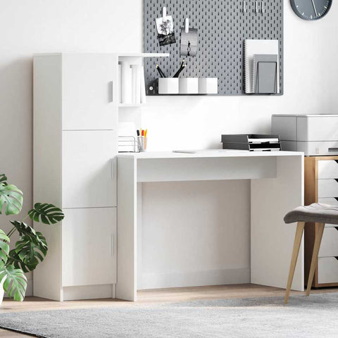 vidaXL Desk with Storage 2 pcs White 102 x 50 x 124 cm Engineered wood