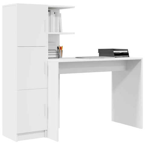 vidaXL Desk with Storage 2 pcs White 102 x 50 x 124 cm Engineered wood