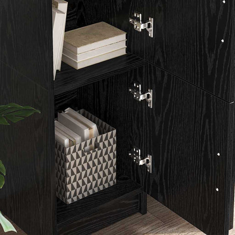 vidaXL Desk with Storage with Shelf 2 pcs Black oak 102 x 50 x 124 cm