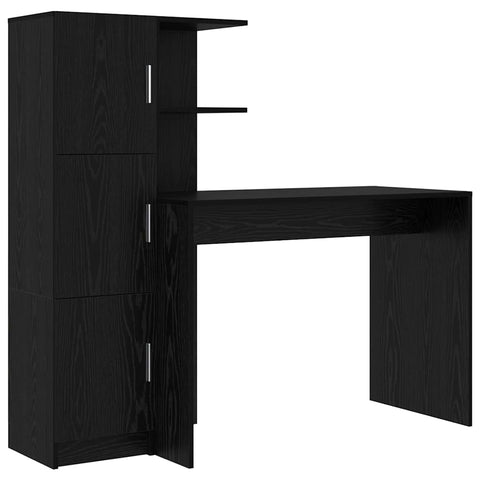 vidaXL Desk with Storage with Shelf 2 pcs Black oak 102 x 50 x 124 cm