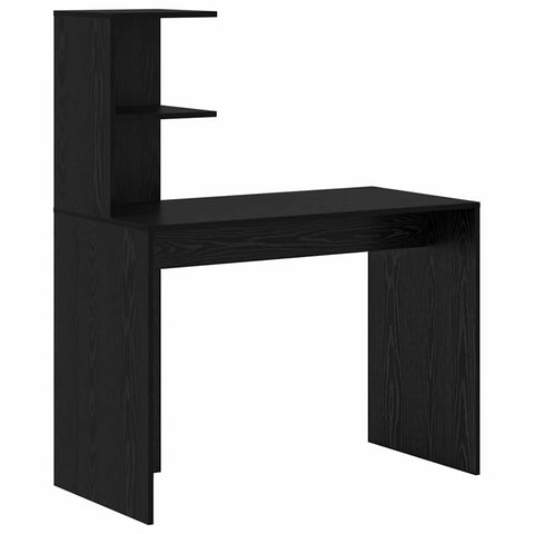 vidaXL Desk with Storage with Shelf 2 pcs Black oak 102 x 50 x 124 cm