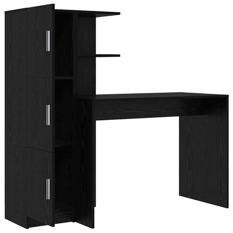vidaXL Desk with Storage with Shelf 2 pcs Black oak 102 x 50 x 124 cm