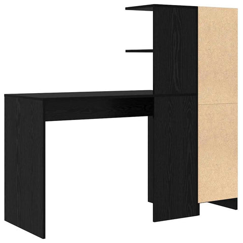 vidaXL Desk with Storage with Shelf 2 pcs Black oak 102 x 50 x 124 cm