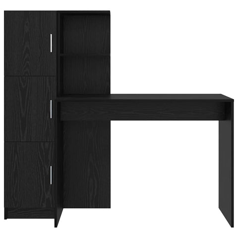 vidaXL Desk with Storage with Shelf 2 pcs Black oak 102 x 50 x 124 cm