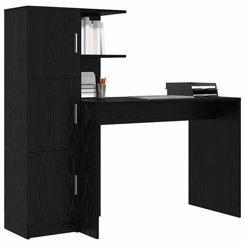 vidaXL Desk with Storage with Shelf 2 pcs Black oak 102 x 50 x 124 cm