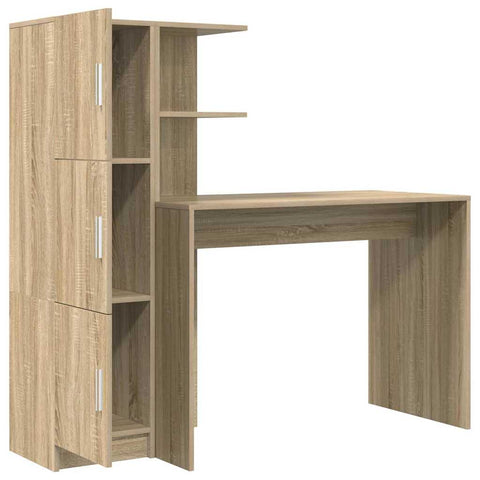 vidaXL Desk with Storage with Shelf 2 pcs Sonoma Oak 102 x 50 x 124 cm