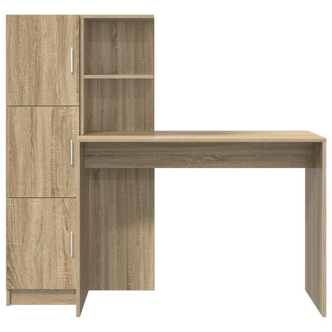 vidaXL Desk with Storage with Shelf 2 pcs Sonoma Oak 102 x 50 x 124 cm