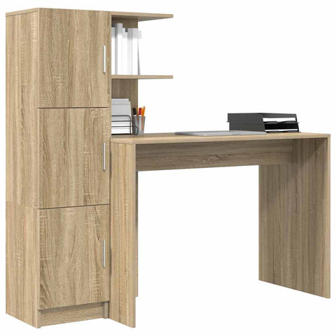 vidaXL Desk with Storage with Shelf 2 pcs Sonoma Oak 102 x 50 x 124 cm