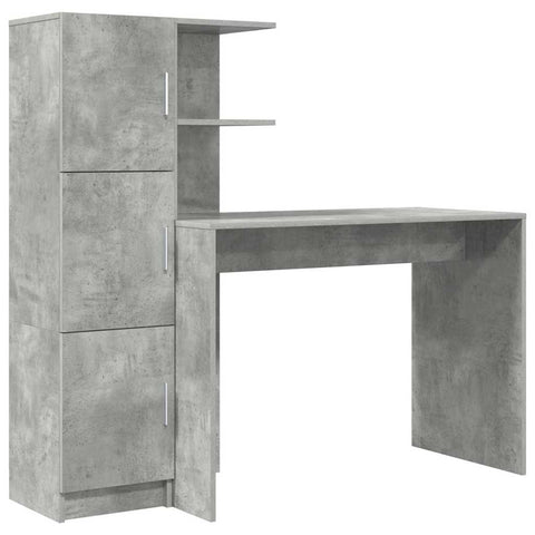 vidaXL Desk with Storage 2 pcs Concrete Grey 102 x 50 x 124 cm