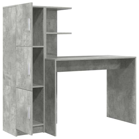 vidaXL Desk with Storage 2 pcs Concrete Grey 102 x 50 x 124 cm