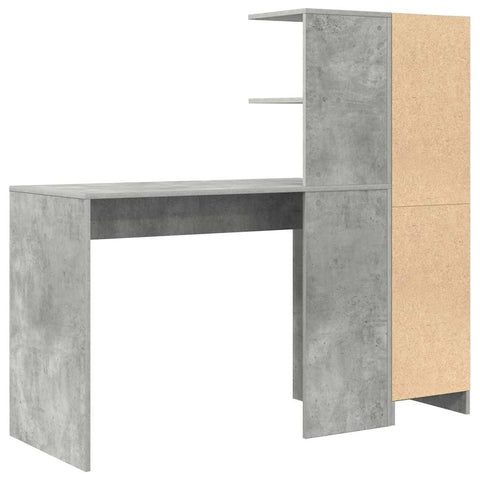 vidaXL Desk with Storage 2 pcs Concrete Grey 102 x 50 x 124 cm