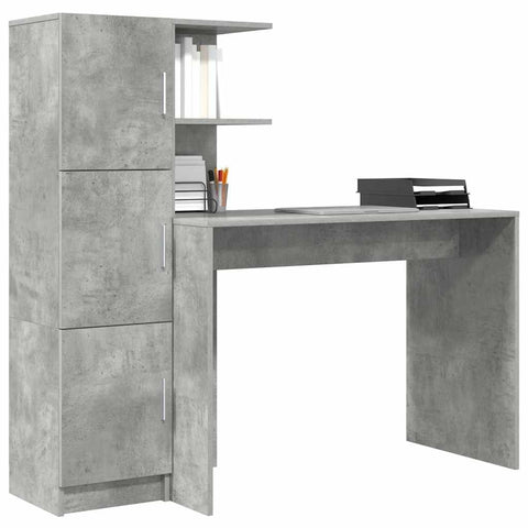 vidaXL Desk with Storage 2 pcs Concrete Grey 102 x 50 x 124 cm