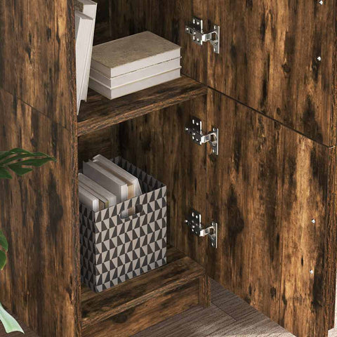 vidaXL Desk with Storage with Shelf 2 pcs Smoked Oak 102 x 50 x 124 cm