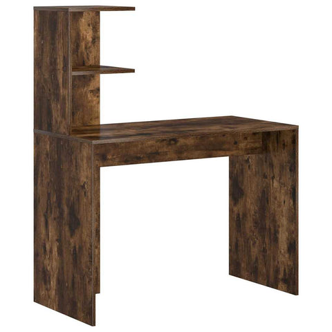vidaXL Desk with Storage with Shelf 2 pcs Smoked Oak 102 x 50 x 124 cm