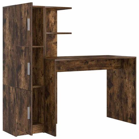 vidaXL Desk with Storage with Shelf 2 pcs Smoked Oak 102 x 50 x 124 cm