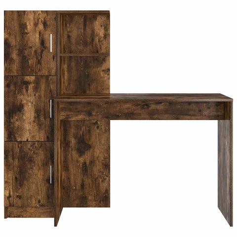 vidaXL Desk with Storage with Shelf 2 pcs Smoked Oak 102 x 50 x 124 cm