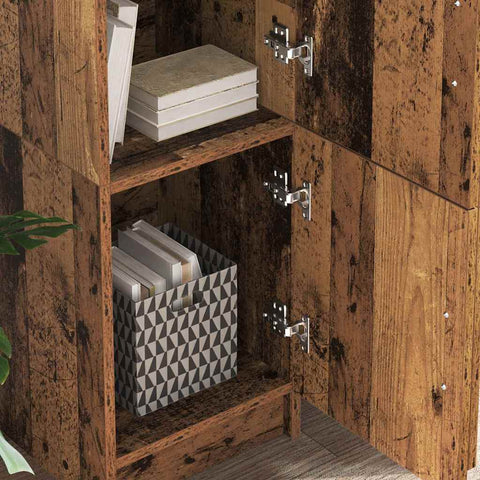 vidaXL Desk with Storage with Shelf 2 pcs Old Wood 102 x 50 x 124 cm