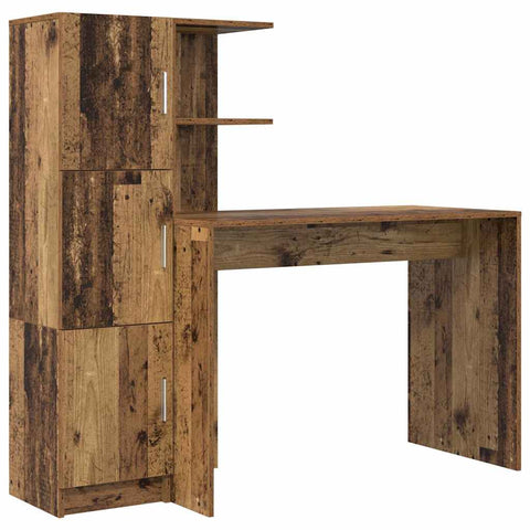 vidaXL Desk with Storage with Shelf 2 pcs Old Wood 102 x 50 x 124 cm