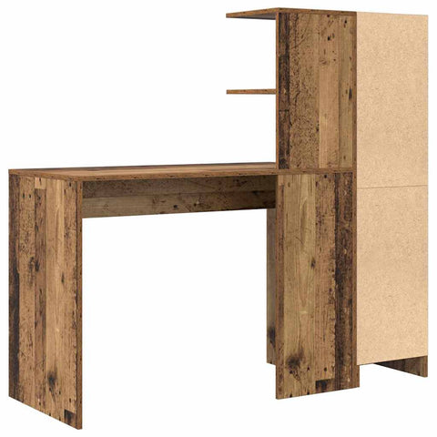 vidaXL Desk with Storage with Shelf 2 pcs Old Wood 102 x 50 x 124 cm