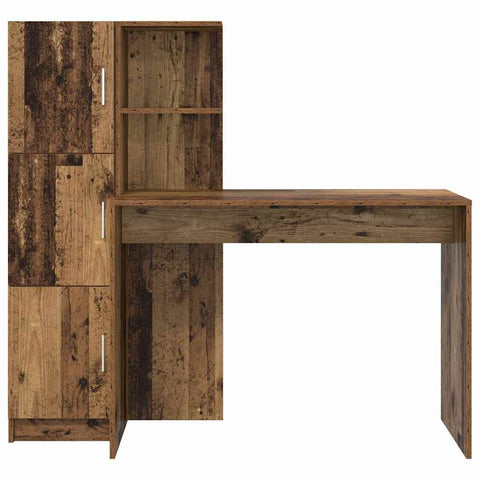 vidaXL Desk with Storage with Shelf 2 pcs Old Wood 102 x 50 x 124 cm