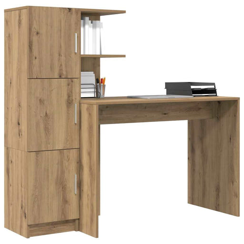vidaXL Desk with Storage with Door 2 pcs Artisan oak 102 x 50 x 124 cm