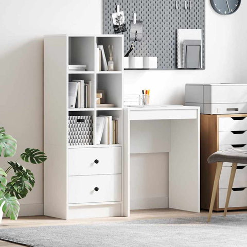 vidaXL Desk with Storage with Drawer 2 pcs White 45.5 x 34 x 127 cm