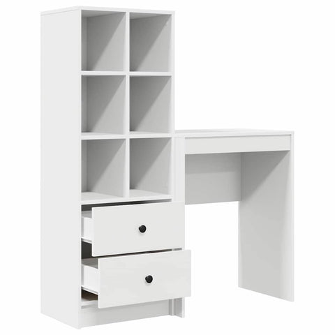 vidaXL Desk with Storage with Drawer 2 pcs White 45.5 x 34 x 127 cm