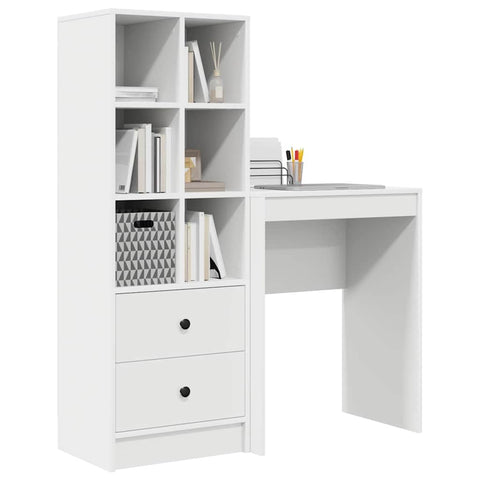 vidaXL Desk with Storage with Drawer 2 pcs White 45.5 x 34 x 127 cm