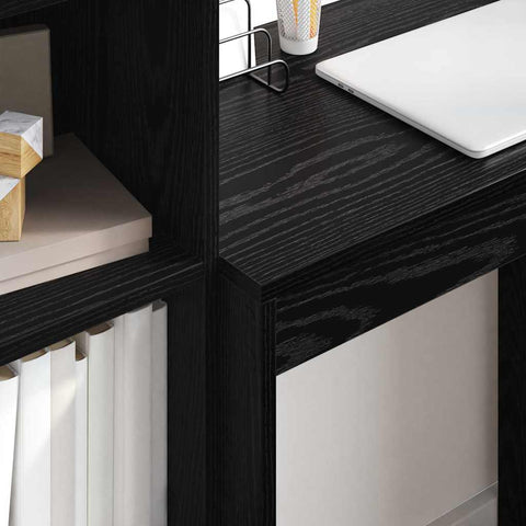 vidaXL Desk with Storage with Shelf 2 pcs Black oak 45.5 x 34 x 127 cm
