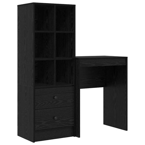 vidaXL Desk with Storage with Shelf 2 pcs Black oak 45.5 x 34 x 127 cm