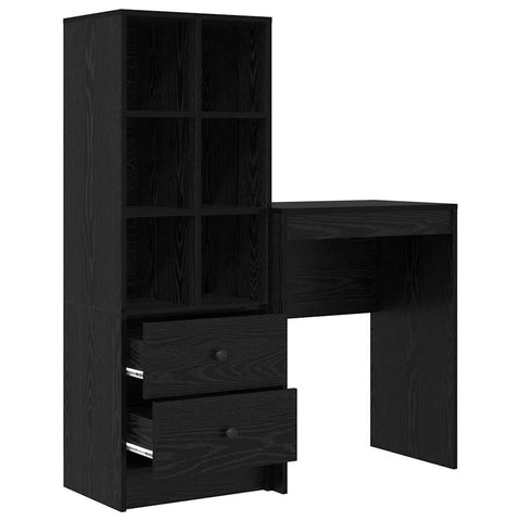 vidaXL Desk with Storage with Shelf 2 pcs Black oak 45.5 x 34 x 127 cm