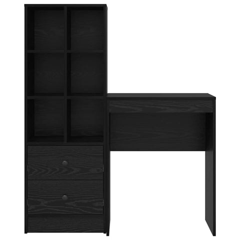 vidaXL Desk with Storage with Shelf 2 pcs Black oak 45.5 x 34 x 127 cm