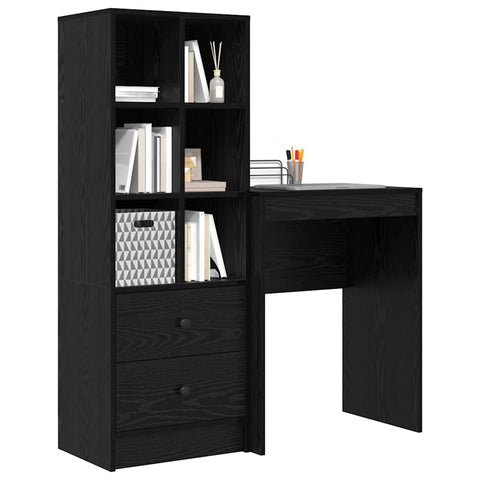 vidaXL Desk with Storage with Shelf 2 pcs Black oak 45.5 x 34 x 127 cm