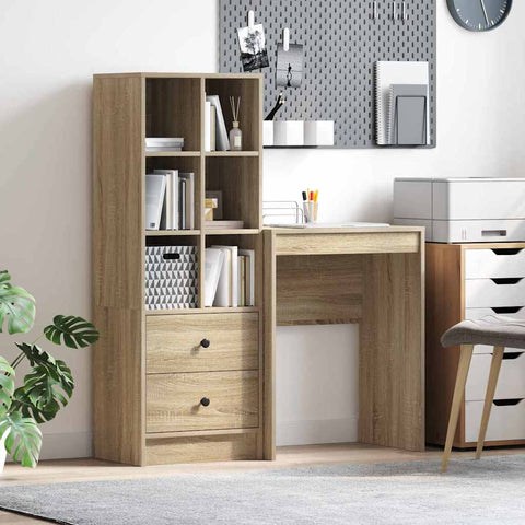 vidaXL Desk with Storage 2 pcs Sonoma Oak 45.5 x 34 x 127 cm