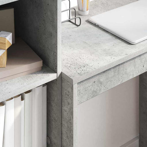vidaXL Desk with Storage 2 pcs Concrete Grey 45.5 x 34 x 127 cm