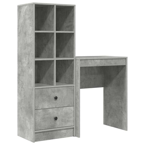 vidaXL Desk with Storage 2 pcs Concrete Grey 45.5 x 34 x 127 cm