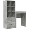 vidaXL Desk with Storage 2 pcs Concrete Grey 45.5 x 34 x 127 cm